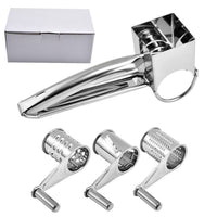 Stainless Steel Rotary Cheese Grater Hand Crank Cheese Shredder with Interchangeable Drums