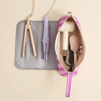 Striped Heat Resistant Hair Tool Bag with Fold Out Mat