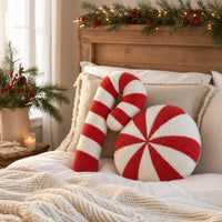 Christmas Candy Cane and Peppermint Throw Pillows