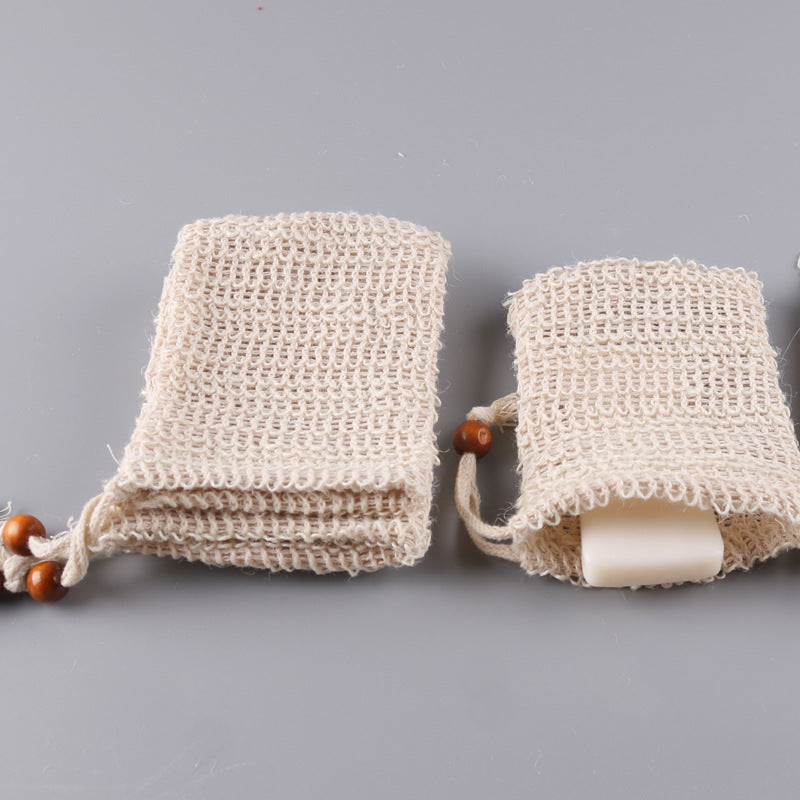 Cotton Mesh Soap Saver Bag with Drawstring, 9 × 14 cm Bath Soap Pouch