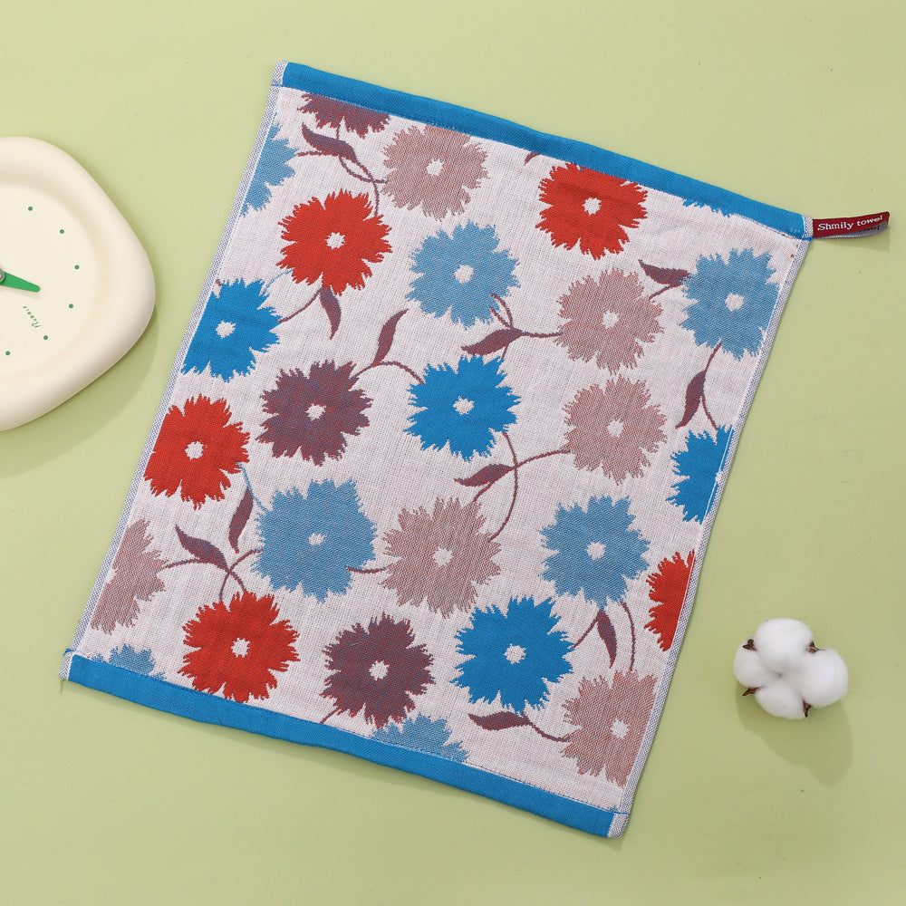 Four Layer Cotton Gauze Hand Towel Floral Printed Soft Absorbent Washcloth