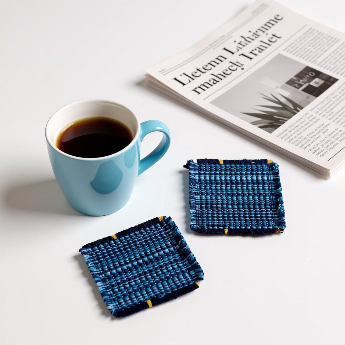 Cotton Woven Coaster Set –4 Pieces Cotton Woven Coaster Set – Handmade Fabric Drink Mats, Textured Coffee Cup Coasters for Kitchen Table & Home DecorHandmade Fabric Drink Mats, Textured Coffee Cup Coasters for Kitchen Table & Home Decor