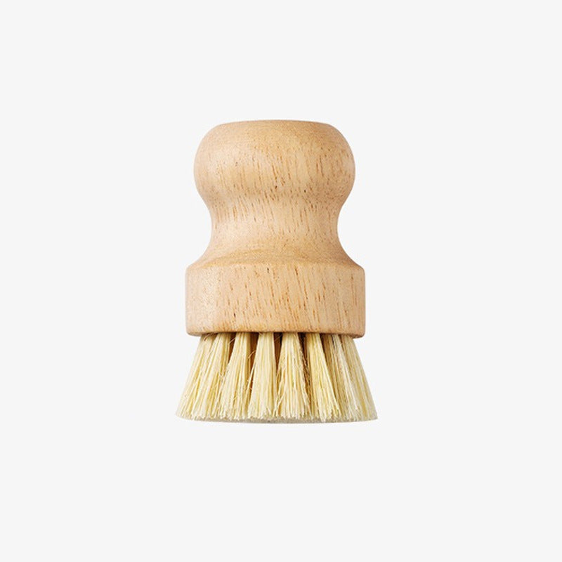 Natural Wooden Palm Bristle Pot Scrubber Kitchen Dish Cleaning Brush