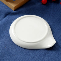 White Ceramic Spoon Rest Spiral Design Kitchen Utensil Holder Plate