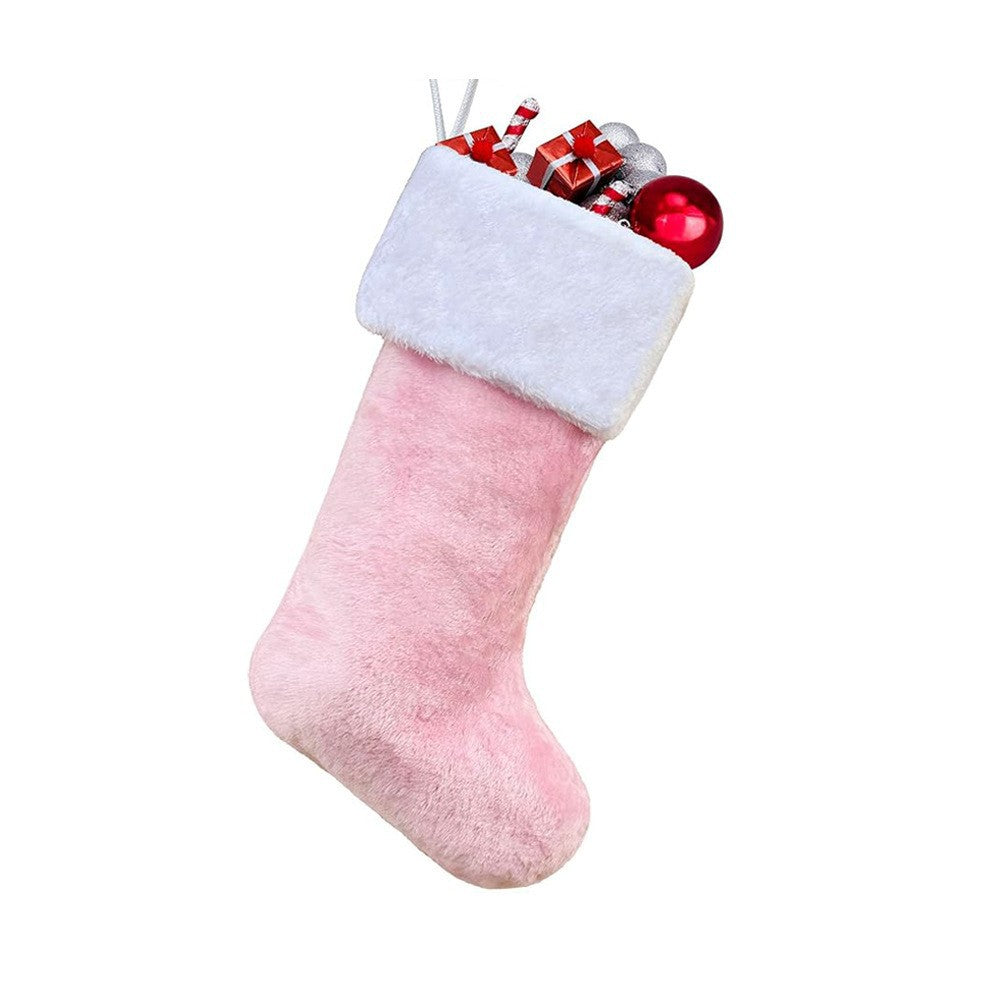 45cm Plush Christmas Stocking with White Faux Fur Cuff