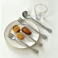 Vintage Silver Stainless Steel Dessert Fork Tree Pattern