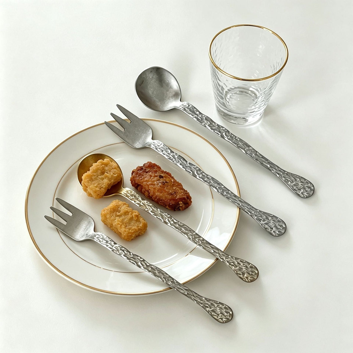 Vintage Silver Stainless Steel Dessert Fork Tree Pattern