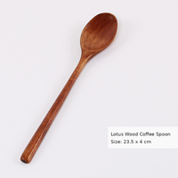 Long Handle Wooden Spoon, Natural Wood Coffee Brown Serving Spoon