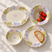 Pastel Floral Ceramic Dinnerware Set, 4 Pieces with Scalloped Edges