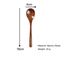 Wooden Soup Spoon, Natural Beech Wood and Dark Brown Nanmu Wood, Reusable Kitchen Utensil