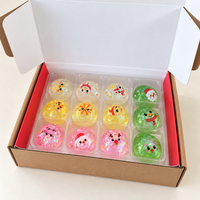 Christmas Crystal Squishy TPR Toys with Festive Designs 12 Piece Box