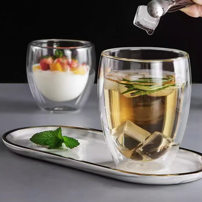 Double Wall Glass Coffee Cup Heat Resistant Mug