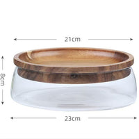 Double Layer Glass Storage Jar with Acacia Wood Lid