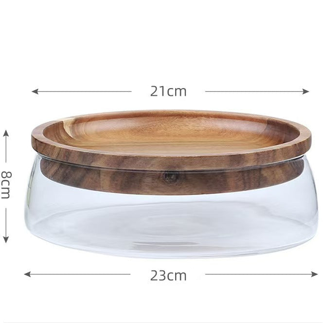 Double Layer Glass Storage Jar with Acacia Wood Lid