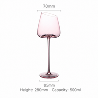Pink Crystal Wine Glass – Luxury Angled Rim Stemmed Goblet