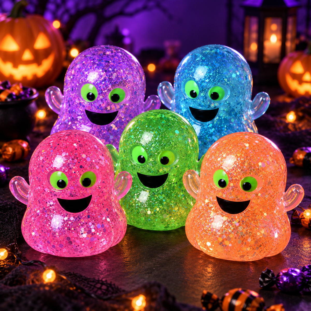 Halloween Squishy Toys – Glitter Ghost Stress Relief Fidget Toys