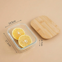 Ribbed Glass Food Storage Container with Bamboo Lid