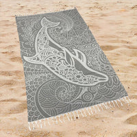 Whale Ocean Print Beach Towel Oversized Rectangular Quick-Dry Absorbent Shawl Summer Coastal Beach Wrap Travel Blanket with Tassel Fringe