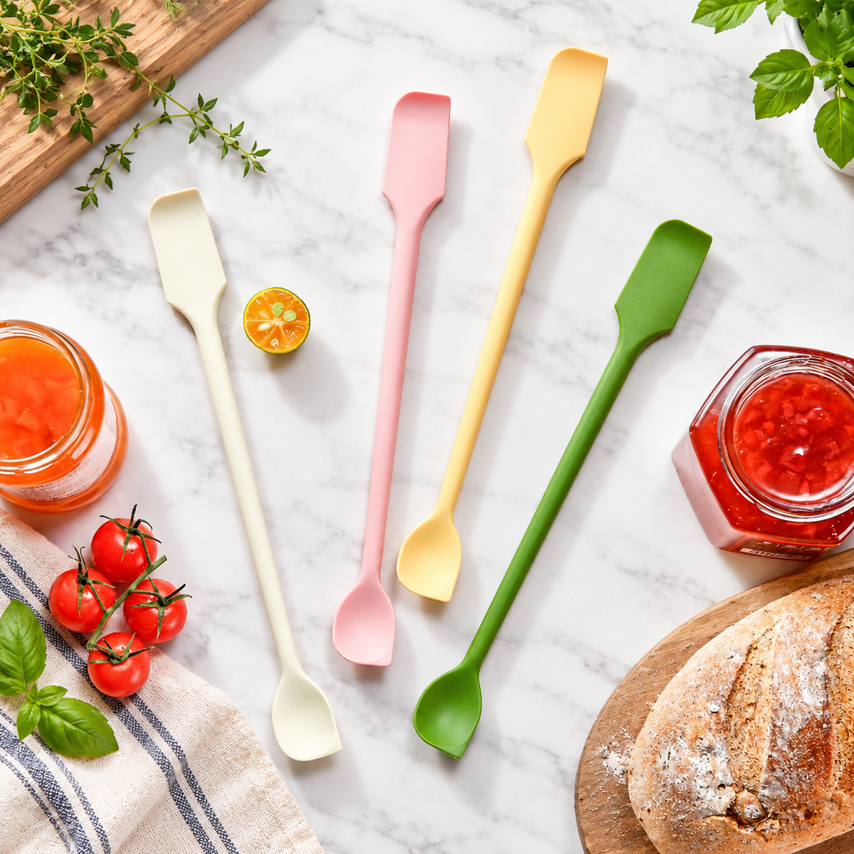 Silicone Spatula and Spoon Set Double Ended Kitchen Utensils