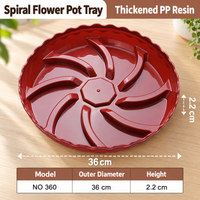 Round Plastic Plant Saucer 36cm Thickened Swirl Design Flower Pot