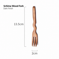 Wooden Dessert Fork and Spoon with Curved Handles in Two Finishes