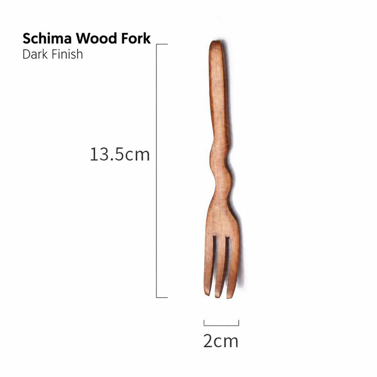 Wooden Dessert Fork and Spoon with Curved Handles in Two Finishes