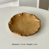 Leaf-Shaped Ceramic Dish, Speckled Small Serving Plate, White or Brown