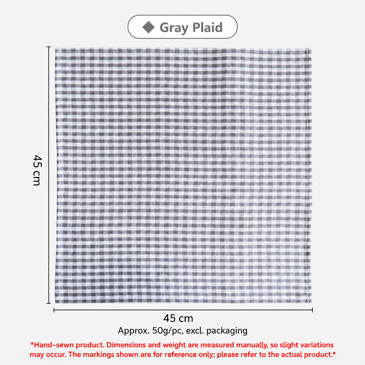 Check Cotton Napkin, Square Table Linen Placemat & Dinner Napkin