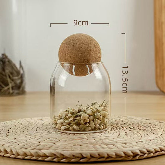 Glass Storage Jar with Cork Ball Lid