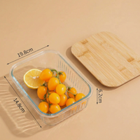 Ribbed Glass Food Storage Container with Bamboo Lid