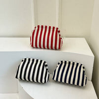 Color Block Striped Canvas Storage Bag