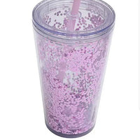 16oz Glitter Double Wall Tumbler with Straw