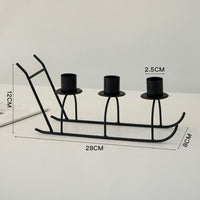 Three Head Sleigh Candleholder Base, Iron Craft Decor