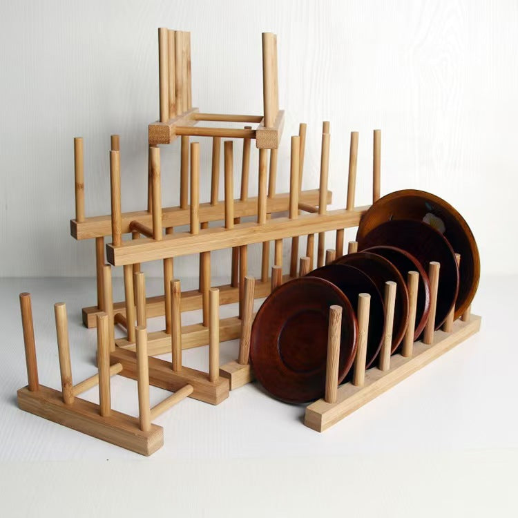 Bamboo Dish Drying Rack Plate Organizer