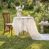 French Ruffled Lace Tablecloth Hollow Out Rectangular Table Cover