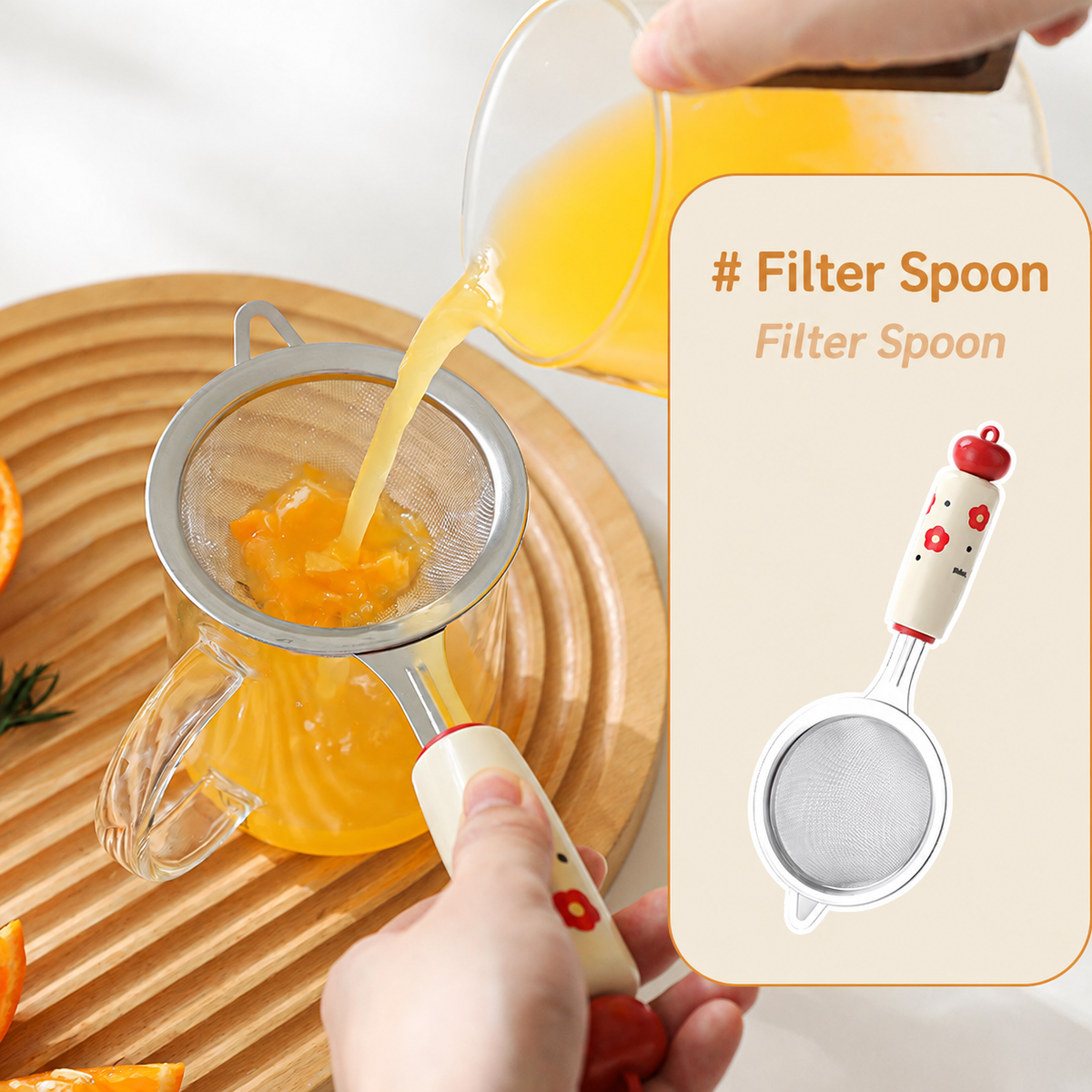 Cute Cartoon Handle Kitchen Utensils Spoon Potato Masher and Strainer