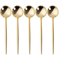 Gold Plastic Long Handle Cutlery Set
