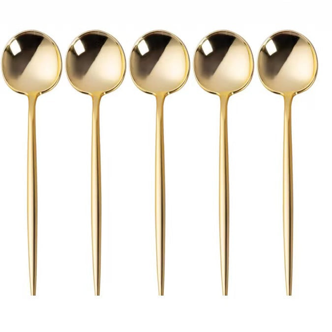 Gold Plastic Long Handle Cutlery Set