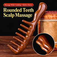Natural Sandalwood Wide Tooth Comb Wooden Scalp Massage Hair Comb