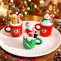 Mini Christmas Resin Mug Figurine Santa Snowman Holiday Tabletop Decoration