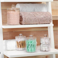Clear Acrylic Cotton Swab Holder Storage Jar with Lid