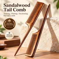 Sandalwood Fine Tooth Rat Tail Comb Natural Wooden Hair Styling Comb
