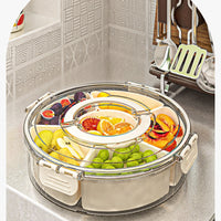 Six-Compartment Rotating Fruit Tray with Handle – Sealed Moisture-Resistant Snack Organizer
