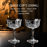 Retro Cut Crystal Stemmed Wine Glasses 250ML, Set of 2