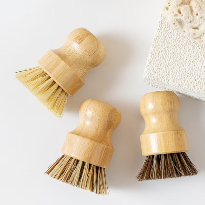Bamboo Kitchen Cleaning Brush Pot Scrub Brush