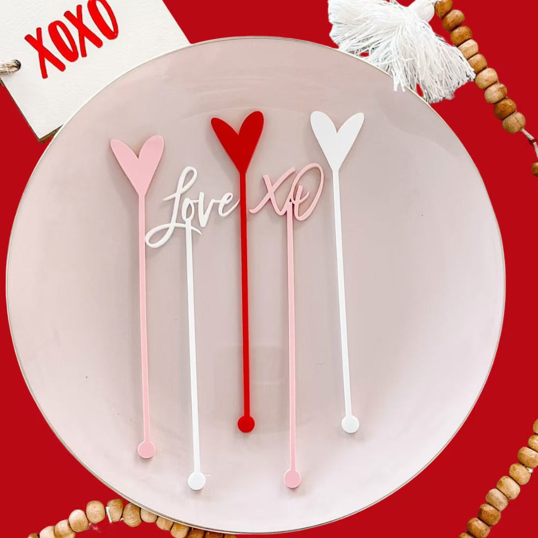 5pcs Heart Shape Cocktail Stirrer Set