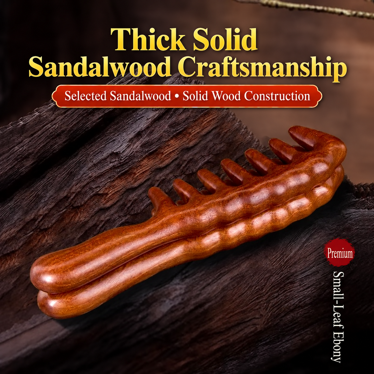 Natural Sandalwood Wide Tooth Comb Wooden Scalp Massage Hair Comb