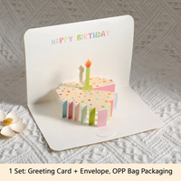 3D Pop-Up Birthday Card with Envelope, Colorful Cake Greeting Card
