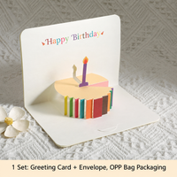 3D Pop-Up Birthday Card with Envelope, Colorful Cake Greeting Card