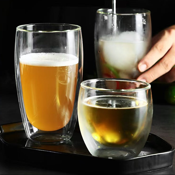Double Wall Glass Coffee Cup Heat Resistant Mug